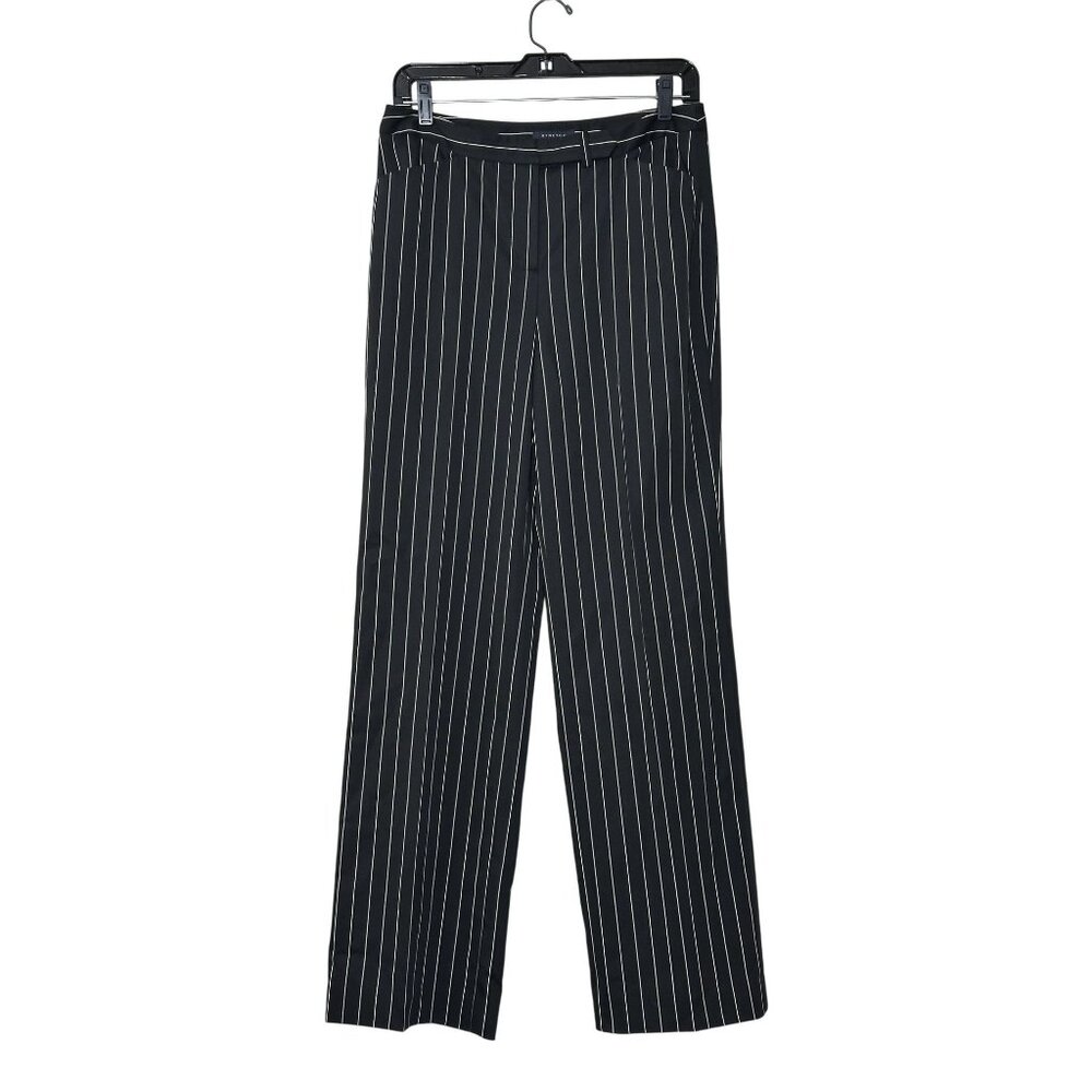 Anne Klein Womens Pinstripe Stretch Pant Black/White Work Attire Stretchy Sz 6